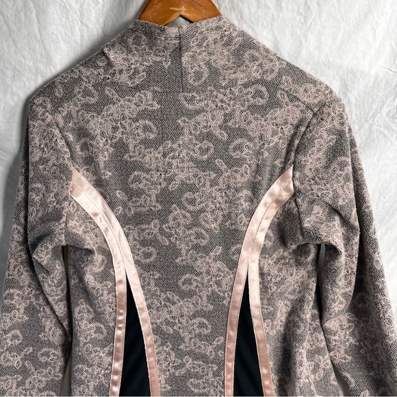 Lace Robe Style Tunic Long Cardigan Top Lightweight Pink Lace on Black Lounge - Picture 13 of 16